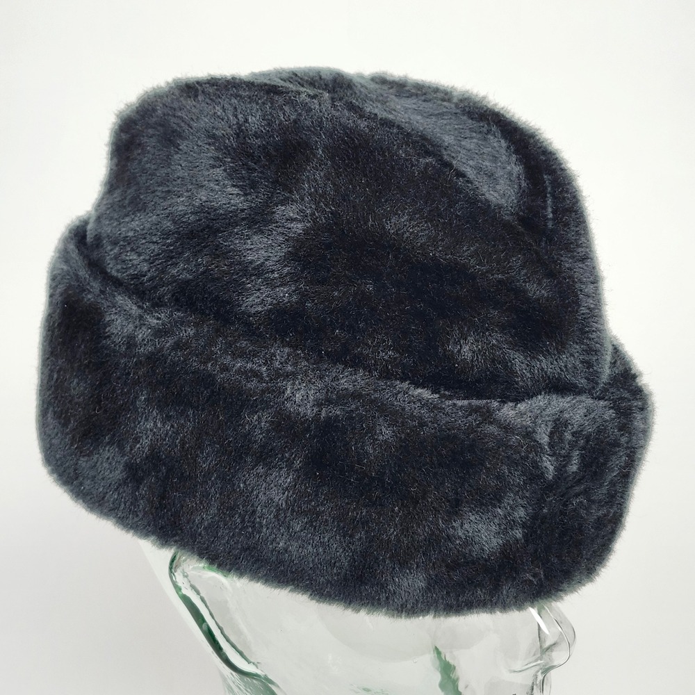 Vintaqe Cossack Hat Faux Fur Black Made in USA Union Winter Medium Russian Style
